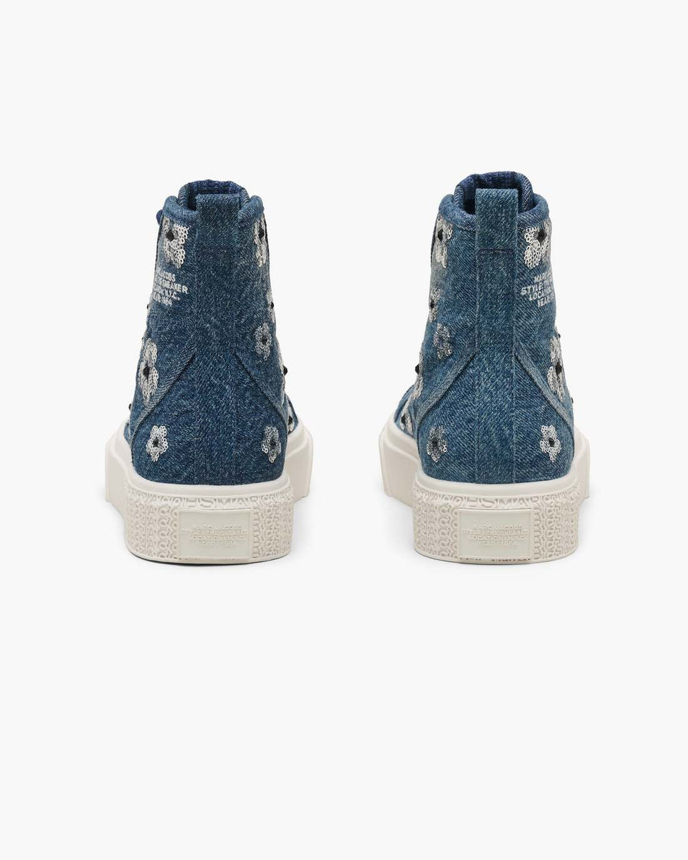 Marc Jacobs The Sequin Daisy Denim High Top Sneaker Vintage Indigo SHOES