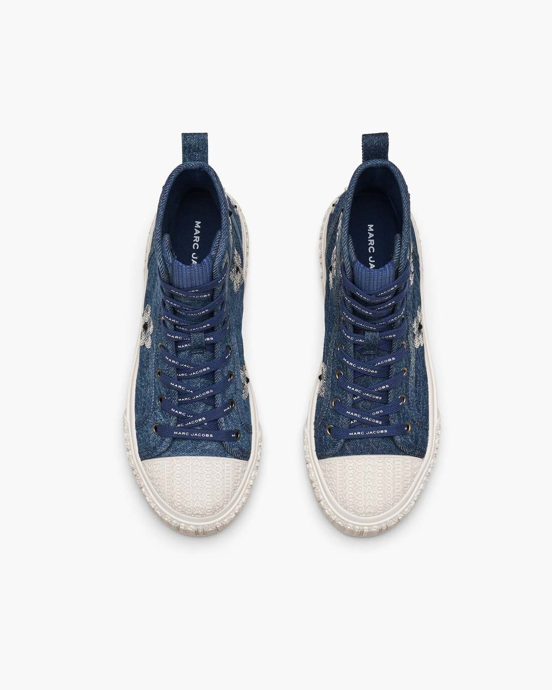 Marc Jacobs The Sequin Daisy Denim High Top Sneaker Vintage Indigo SHOES