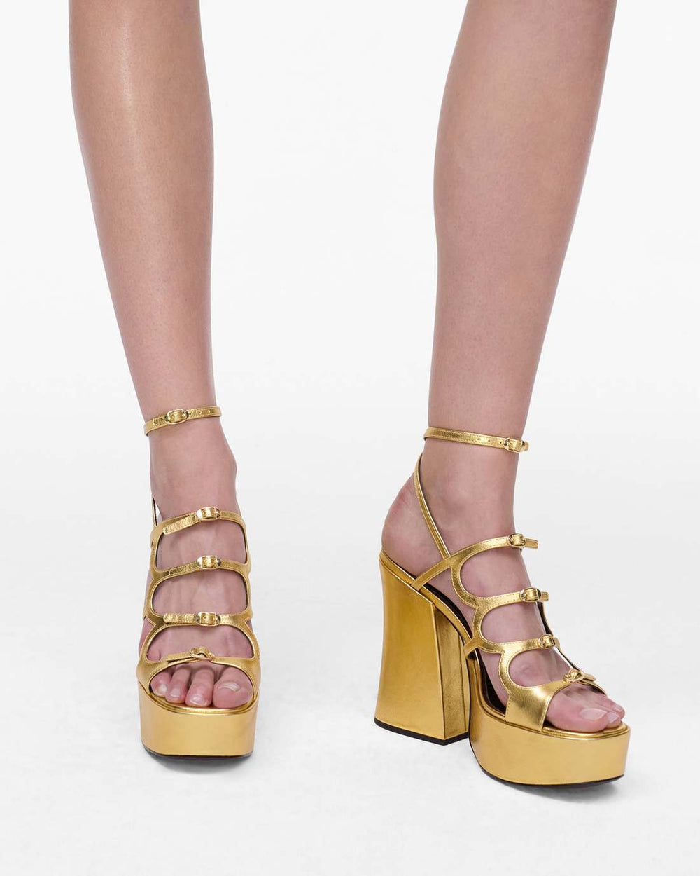Marc Jacobs The Metallic Leather Kiki Platform Sandal Gold SHOES