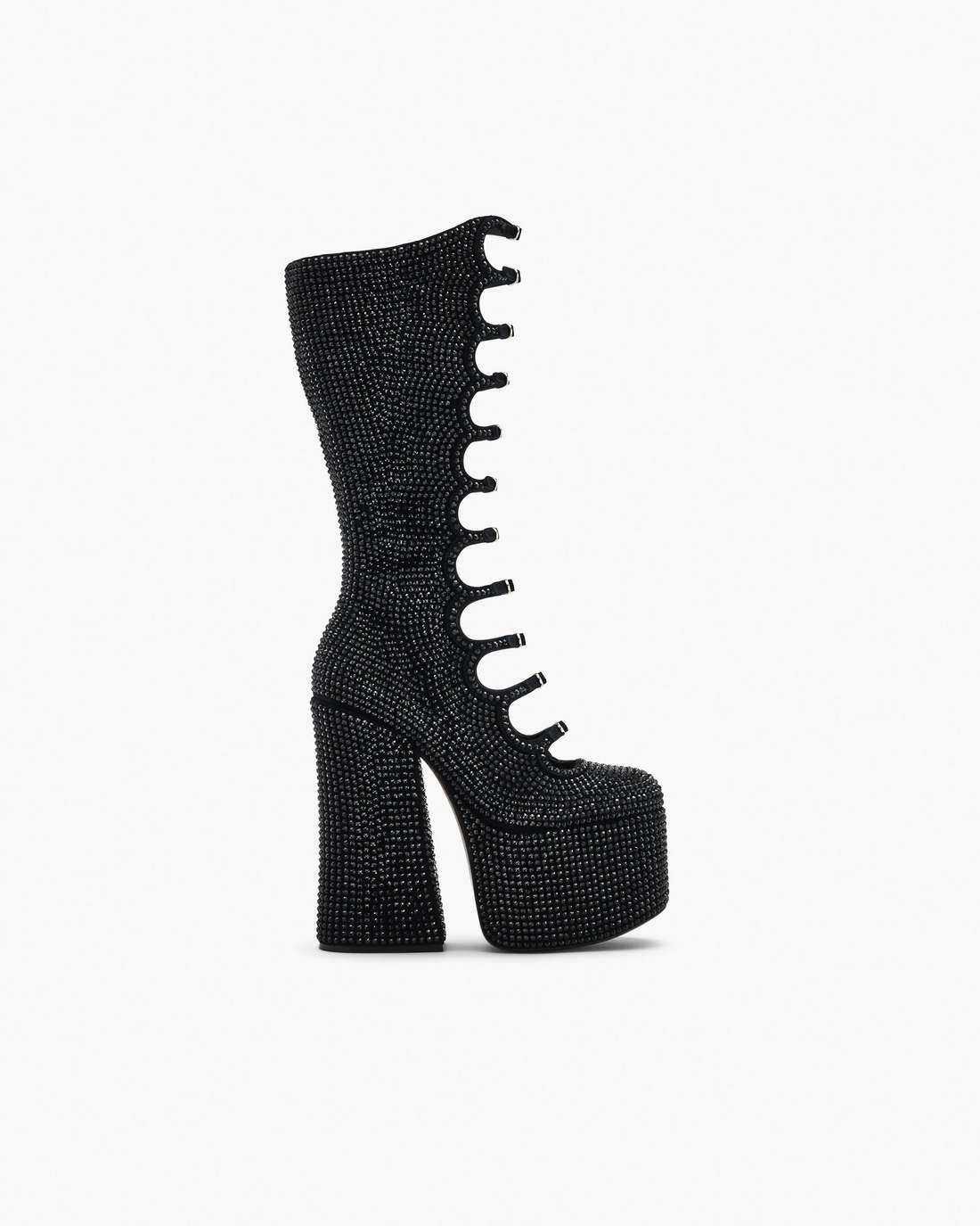 Marc Jacobs The Rhinestone Kiki Knee-High Boot Black/Black SHOES