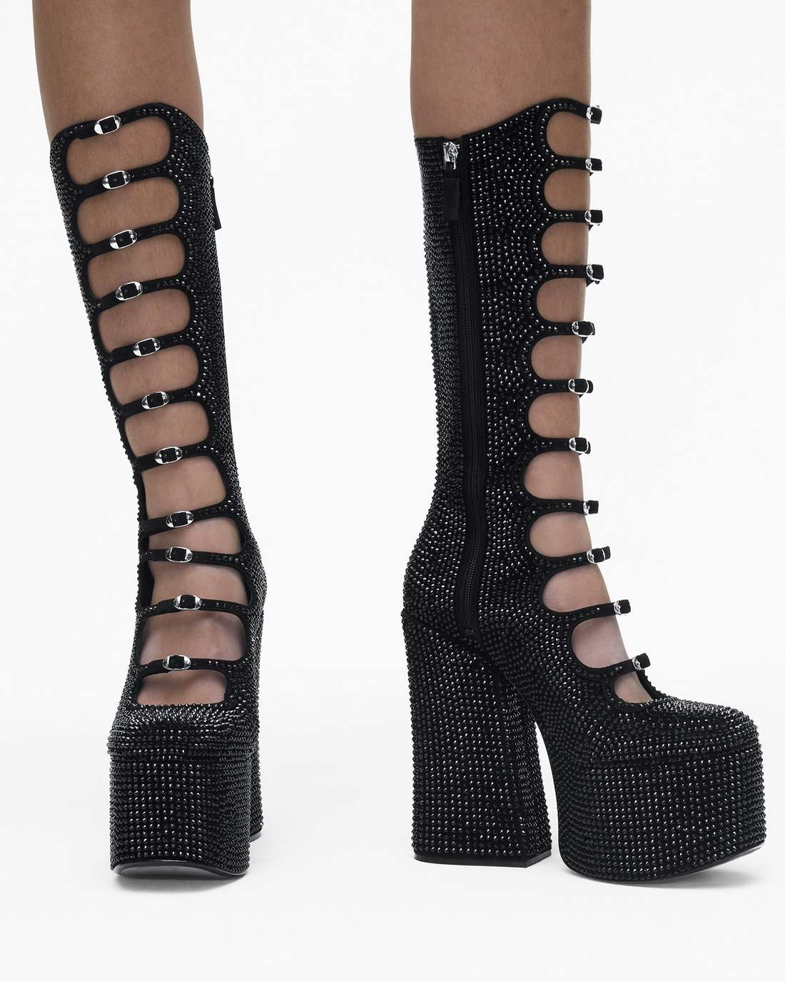 Marc Jacobs The Rhinestone Kiki Knee-High Boot Black/Black SHOES