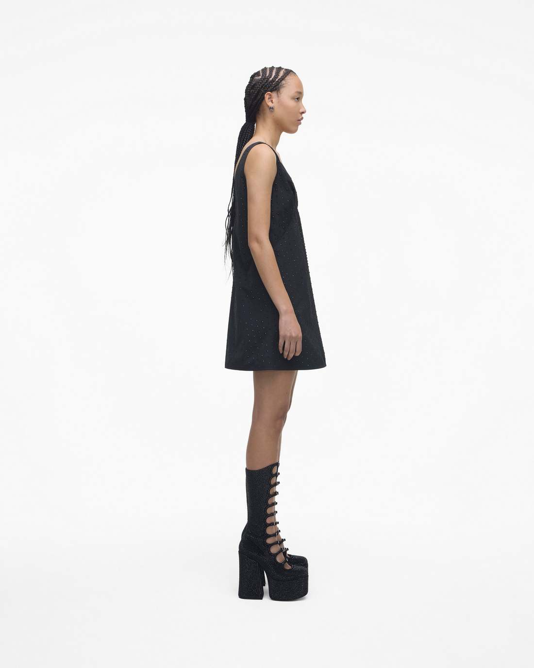 Marc Jacobs The Rhinestone Kiki Knee-High Boot Black/Black SHOES