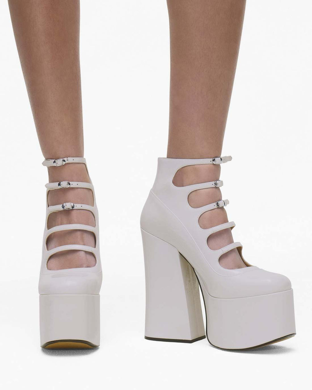 Marc Jacobs The Patent Leather Kiki Ankle Boot White SHOES