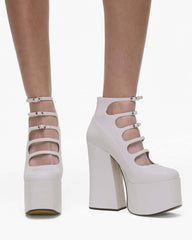 Marc Jacobs The Patent Leather Kiki Ankle Boot White SHOES