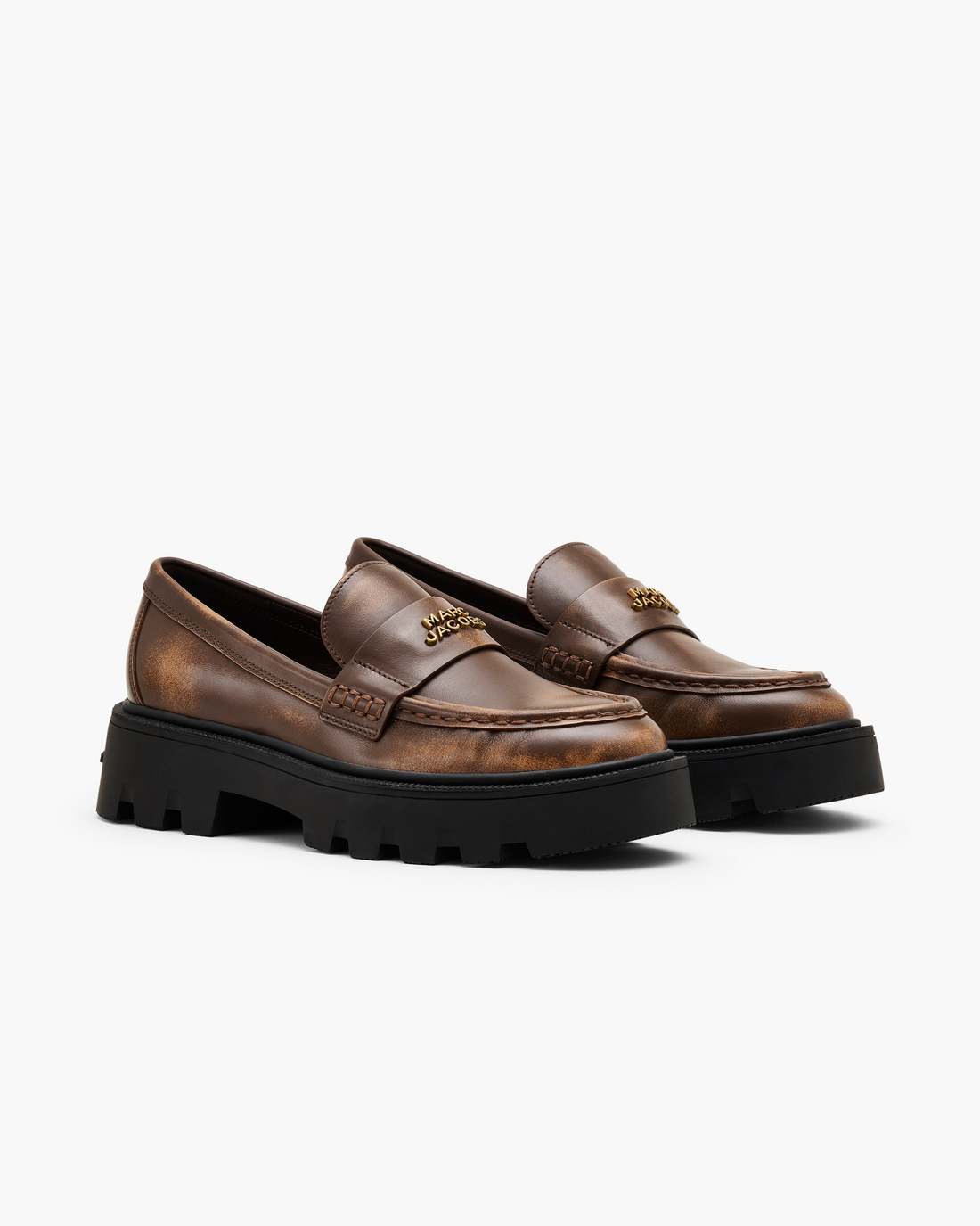 Marc Jacobs The Distressed Leather Frankie Loafer Ebony SHOES