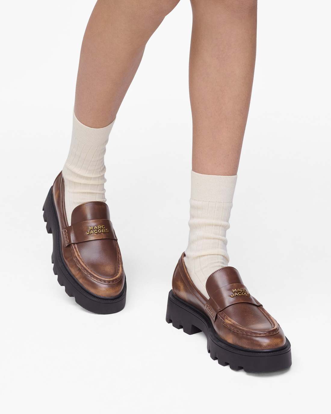 Marc Jacobs The Distressed Leather Frankie Loafer Ebony SHOES