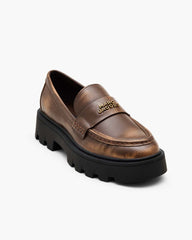 Marc Jacobs The Distressed Leather Frankie Loafer Ebony SHOES