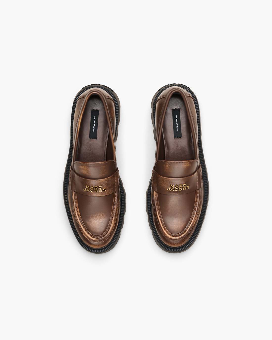 Marc Jacobs The Distressed Leather Frankie Loafer Ebony SHOES