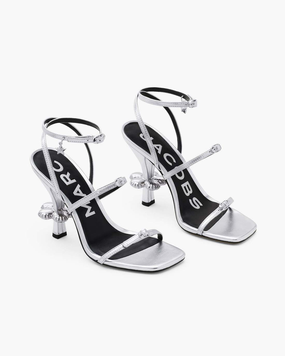 Marc Jacobs The Metallic Leather Daisy Heel Silver SHOES|NEW ARRIVALS