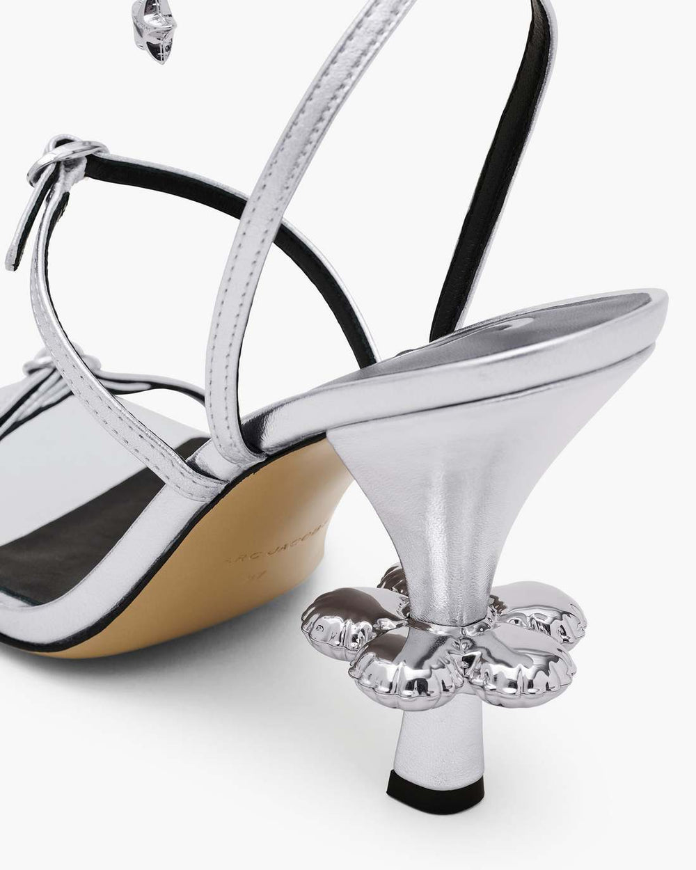 Marc Jacobs The Metallic Leather Daisy Heel Silver SHOES|NEW ARRIVALS