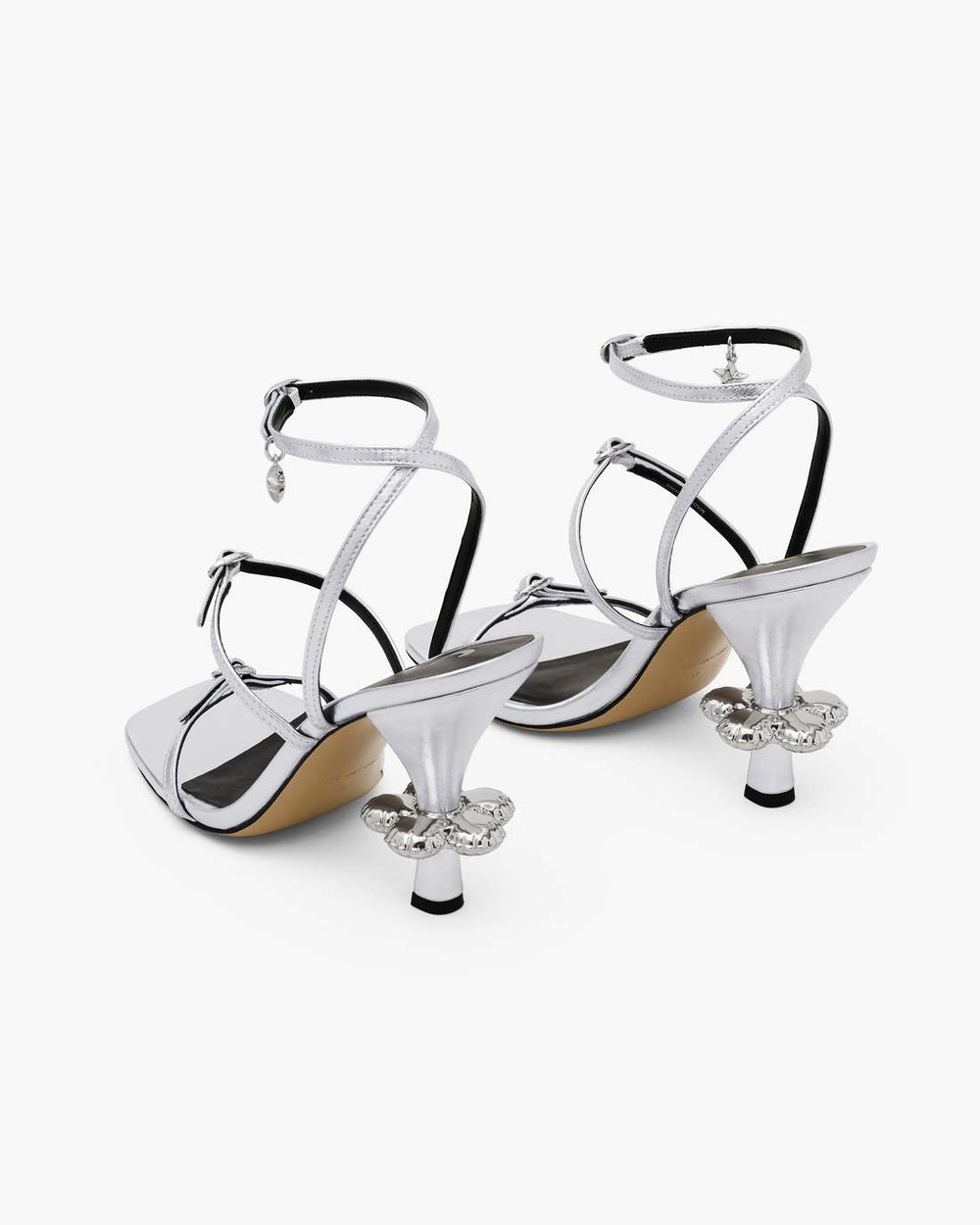 Marc Jacobs The Metallic Leather Daisy Heel Silver SHOES|NEW ARRIVALS
