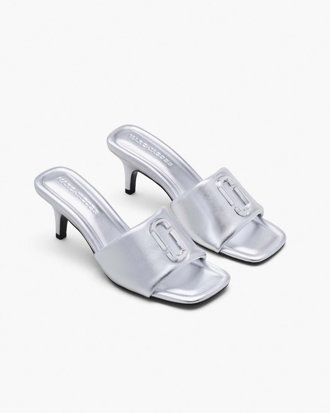 Marc Jacobs The Metallic J Marc Heeled Sandal Silver SHOES