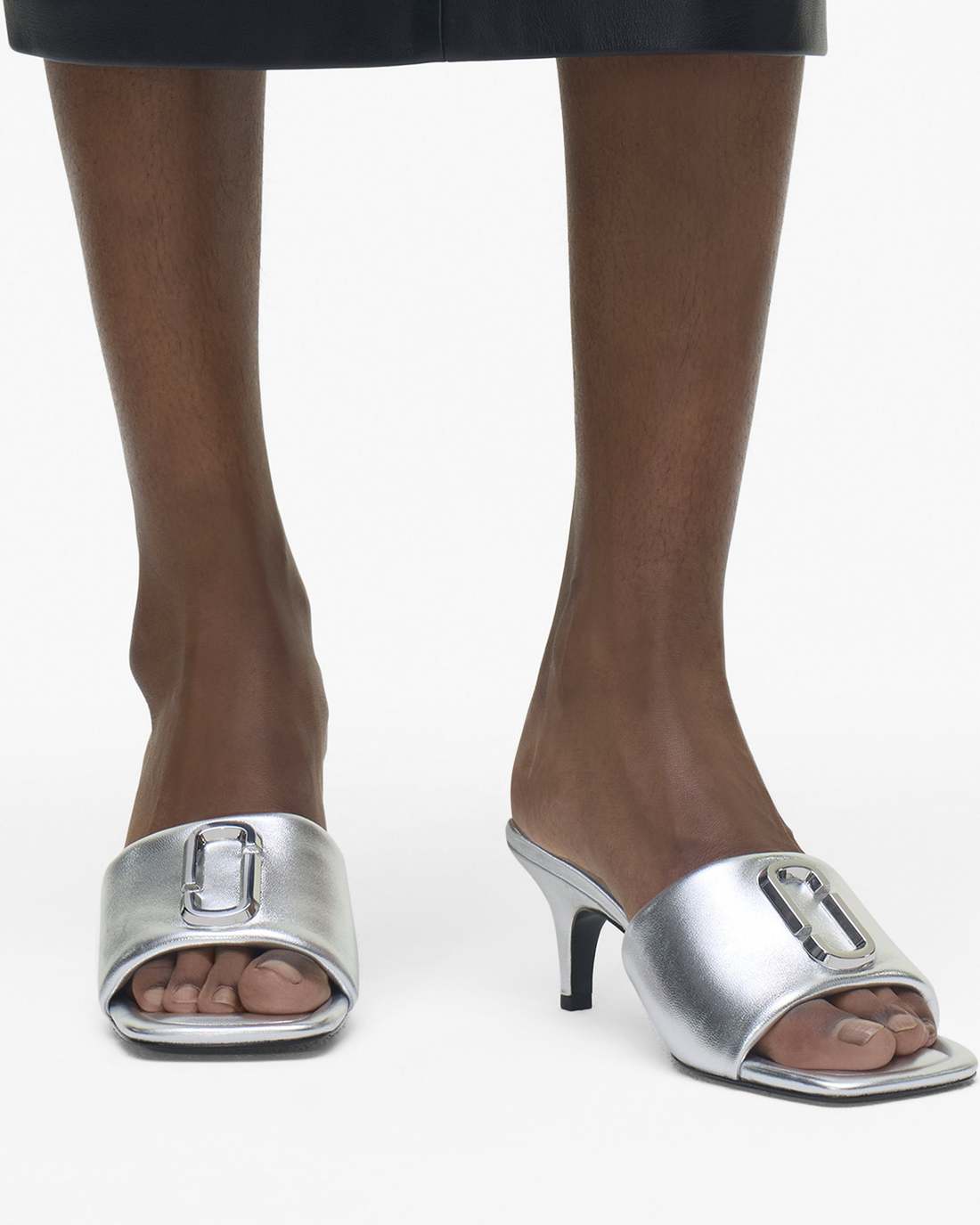 Marc Jacobs The Metallic J Marc Heeled Sandal Silver SHOES