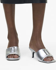 Marc Jacobs The Metallic J Marc Heeled Sandal Silver SHOES