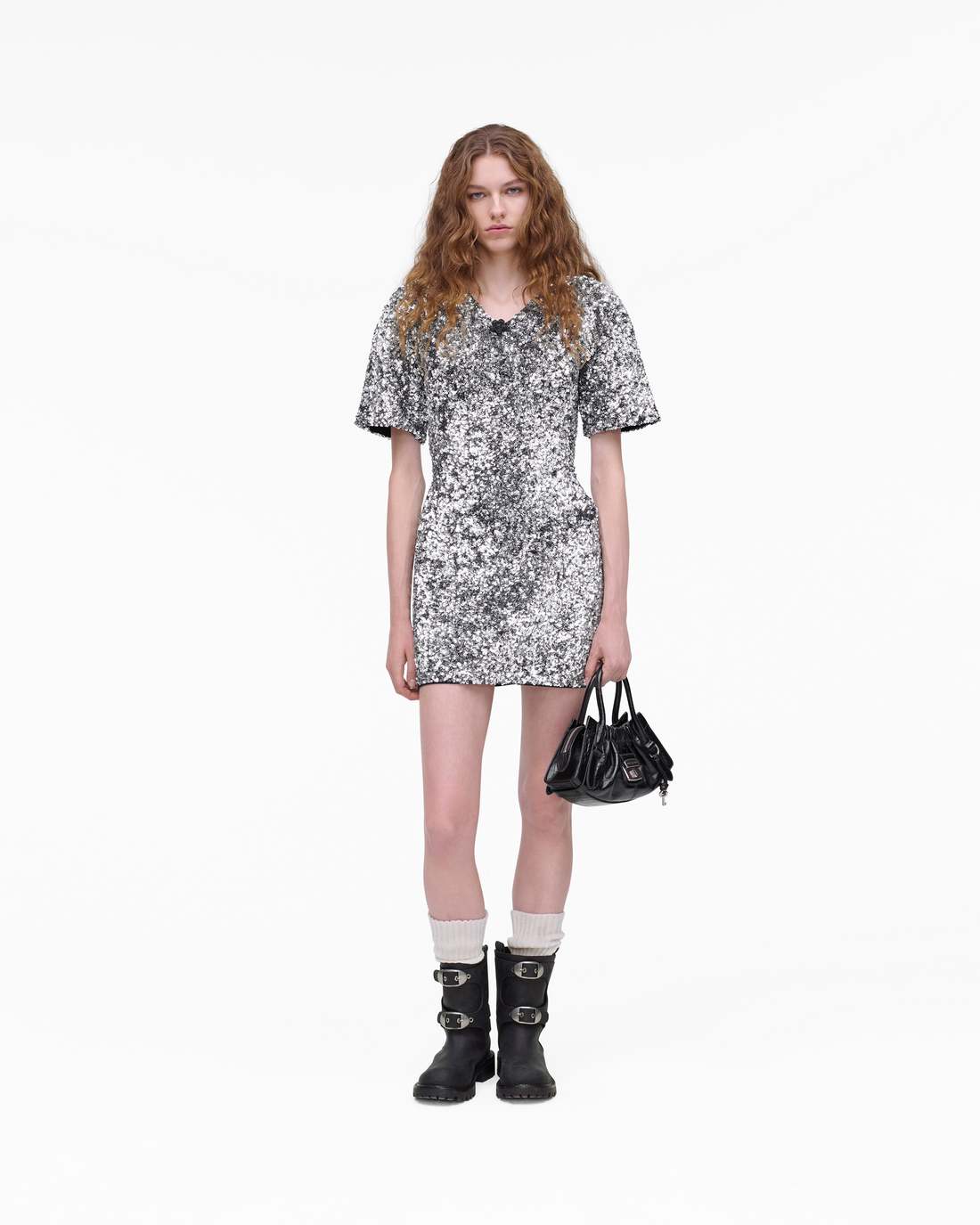 Marc Jacobs Sequin V-Neck Knit Dress Silver READY TO WEAR|NEW ARRIVALS