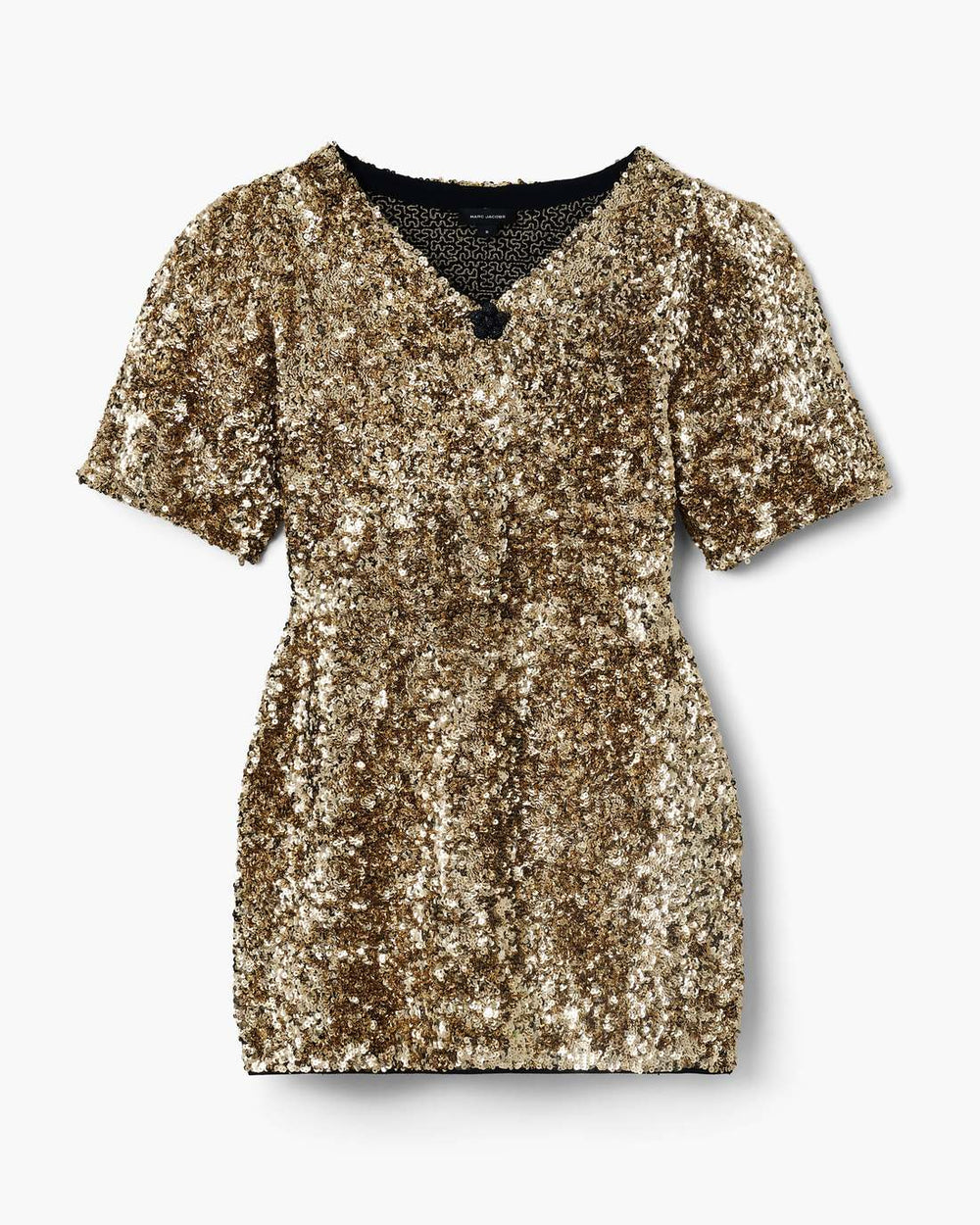 Marc Jacobs Sequin V-Neck Knit Dress Gold READY TO WEAR