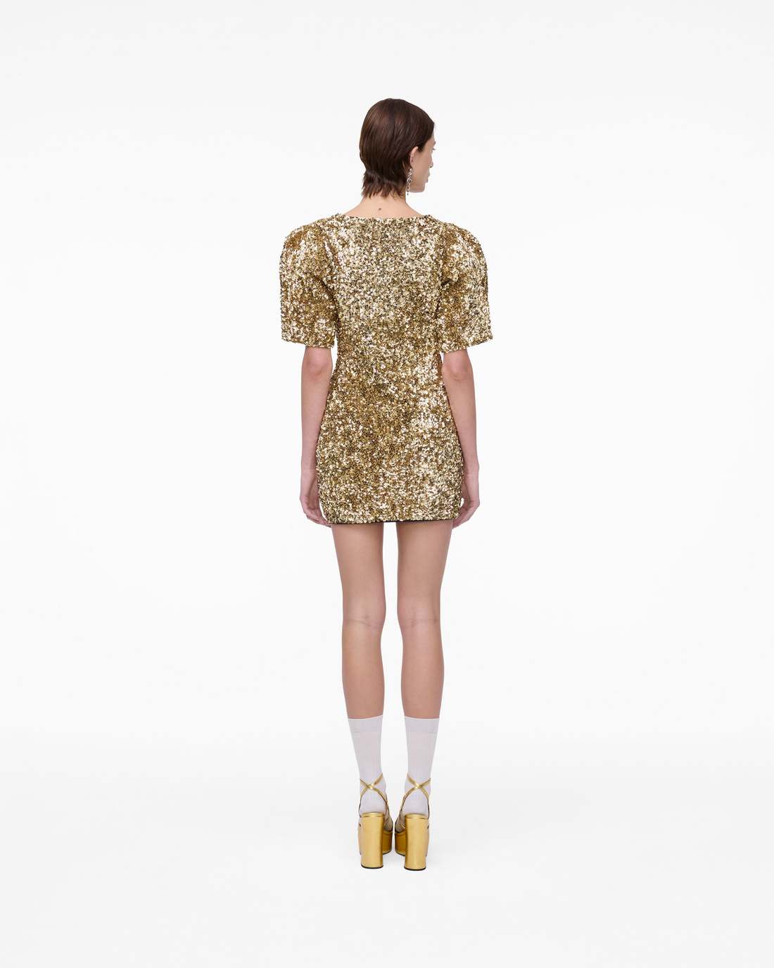 Marc Jacobs Sequin V-Neck Knit Dress Gold READY TO WEAR