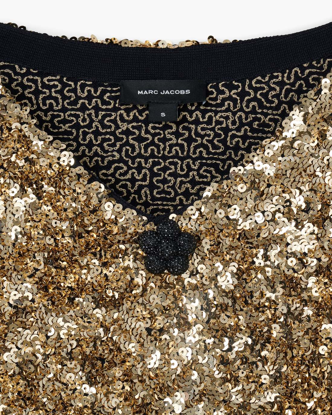Marc Jacobs Sequin V-Neck Knit Dress Gold READY TO WEAR