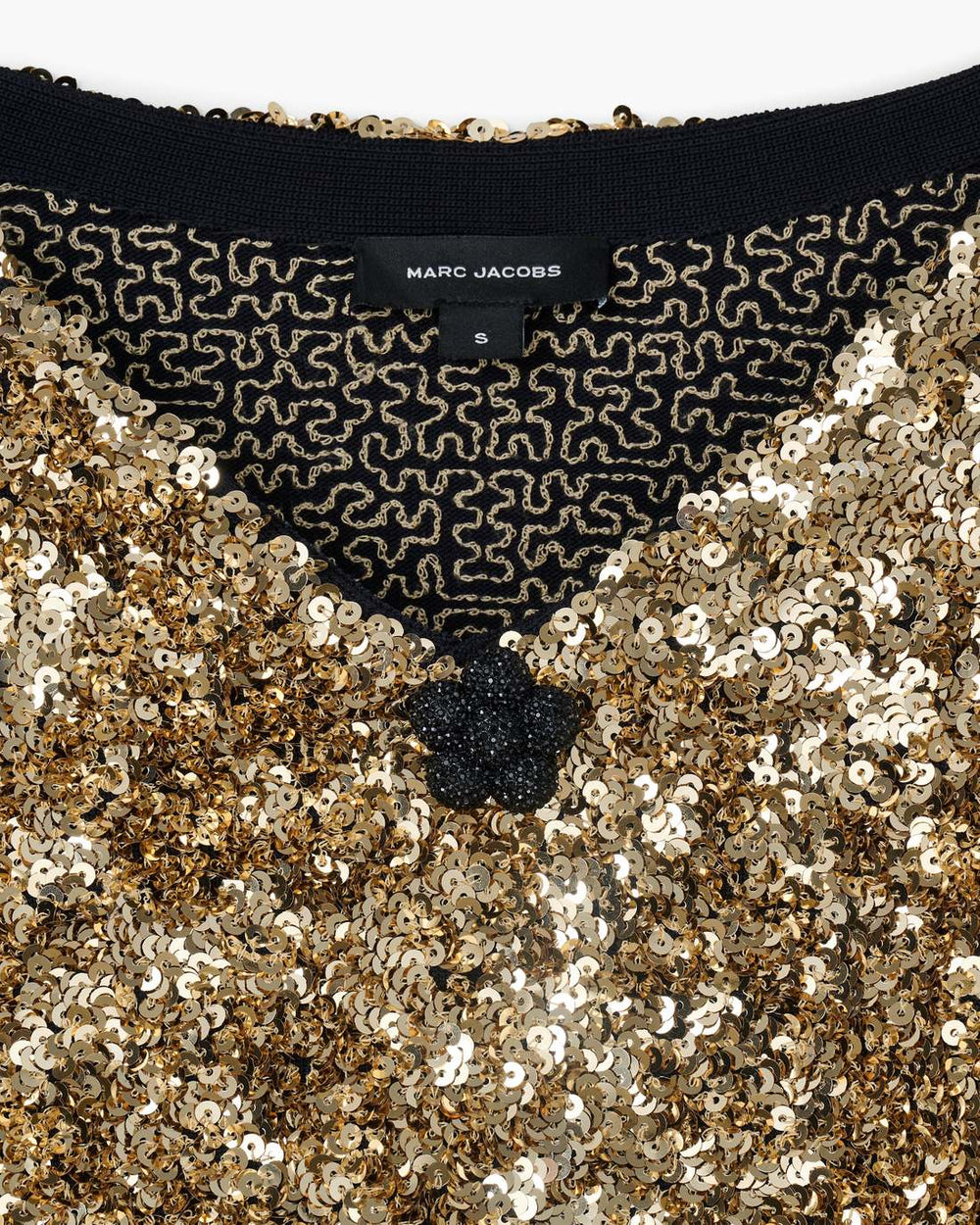 Marc Jacobs Sequin V-Neck Knit Dress Gold READY TO WEAR