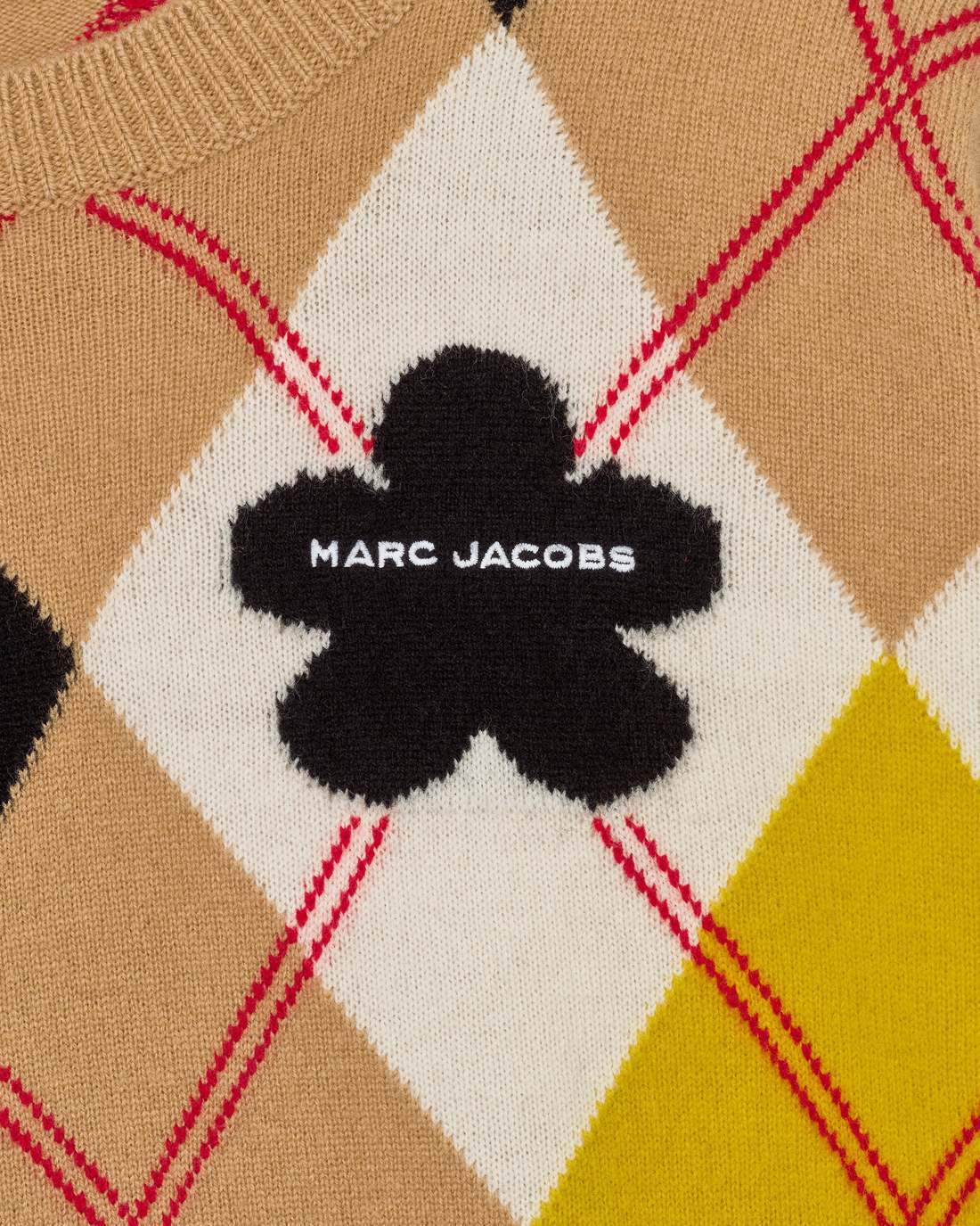 Marc Jacobs Preppy Daisy Argyle Crewneck Joy Yellow Multi READY TO WEAR|NEW ARRIVALS