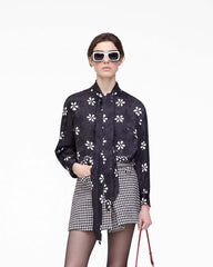 Marc Jacobs Trompe L'Oeil Eyelet Bow Blouse Black/White READY TO WEAR