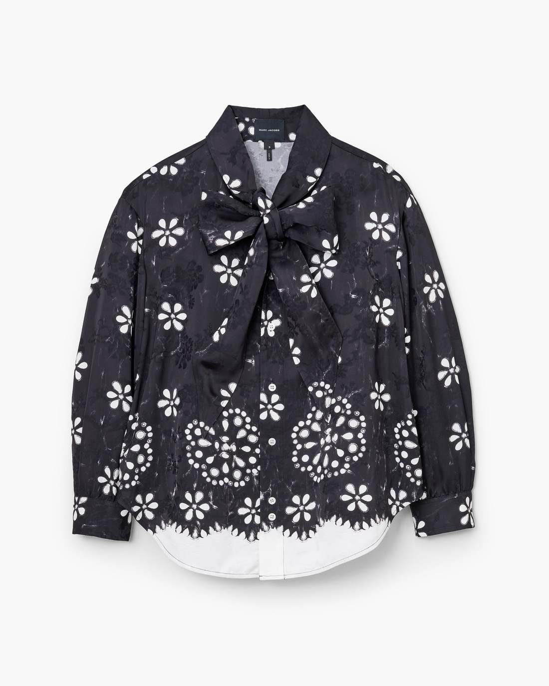 Marc Jacobs Trompe L'Oeil Eyelet Bow Blouse Black/White READY TO WEAR