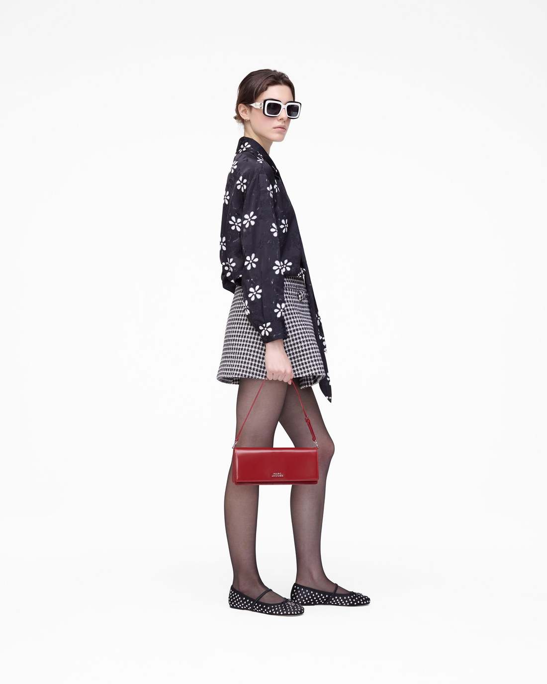 Marc Jacobs Trompe L'Oeil Eyelet Bow Blouse Black/White READY TO WEAR