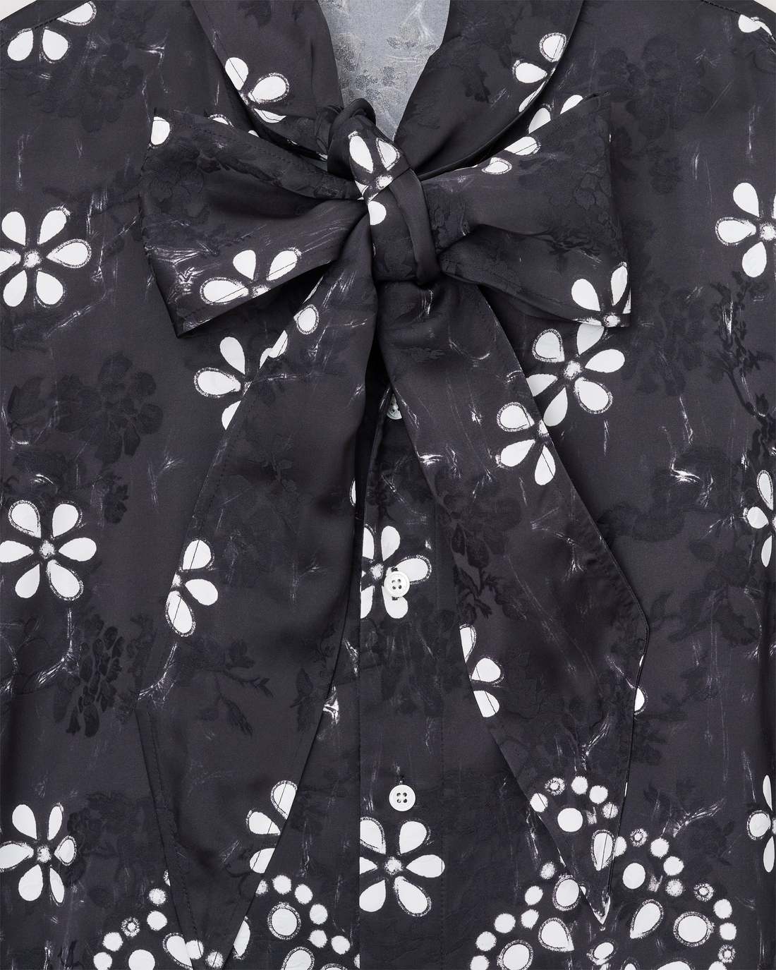 Marc Jacobs Trompe L'Oeil Eyelet Bow Blouse Black/White READY TO WEAR