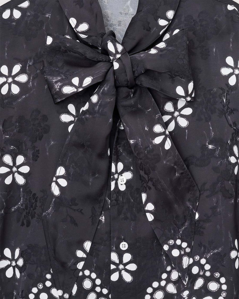 Marc Jacobs Trompe L'Oeil Eyelet Bow Blouse Black/White READY TO WEAR