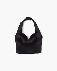Marc Jacobs Sculpted Satin Halter Top Black READY TO WEAR