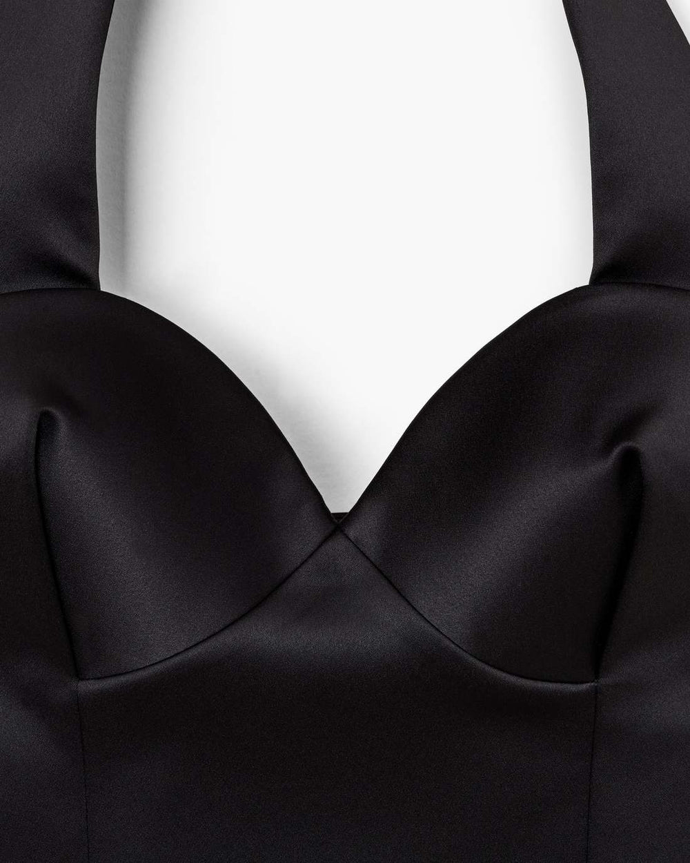 Marc Jacobs Sculpted Satin Halter Top Black READY TO WEAR