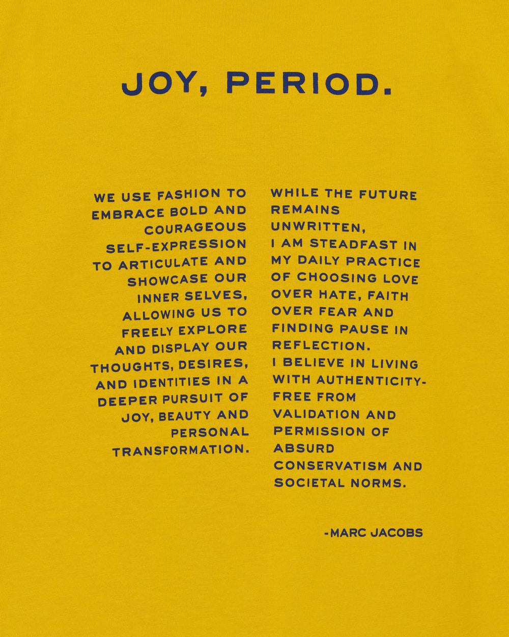 Marc Jacobs Joy. Slim Tee Joy Yellow READY TO WEAR