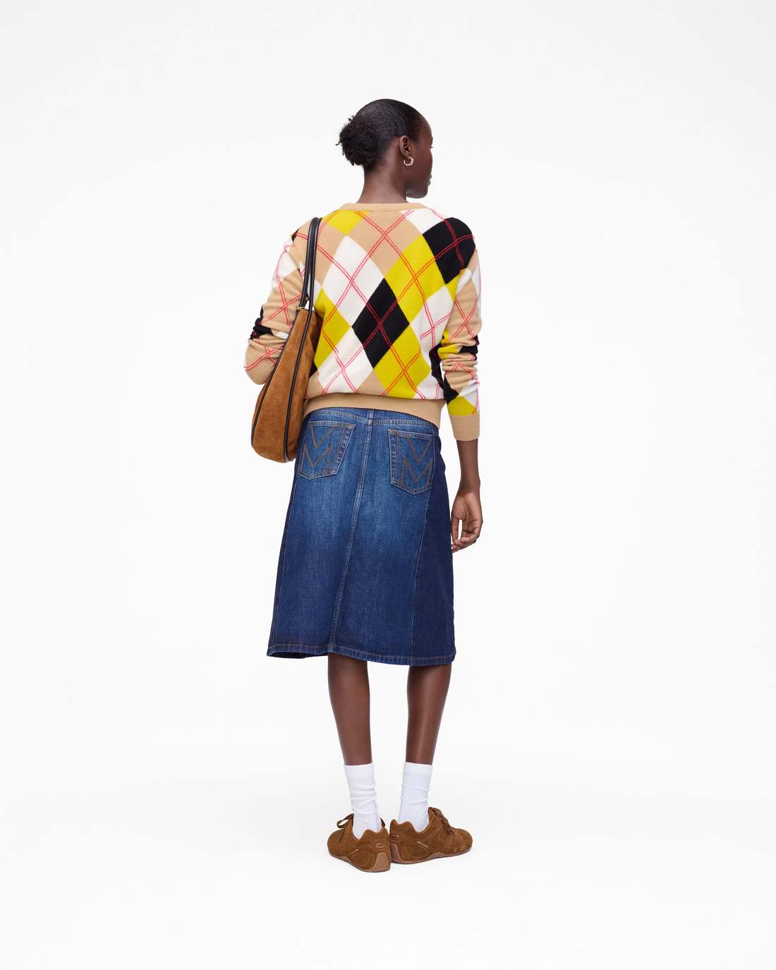 Marc Jacobs Two Tone Shadow Denim Skirt Dark Slub Indigo READY TO WEAR|NEW ARRIVALS