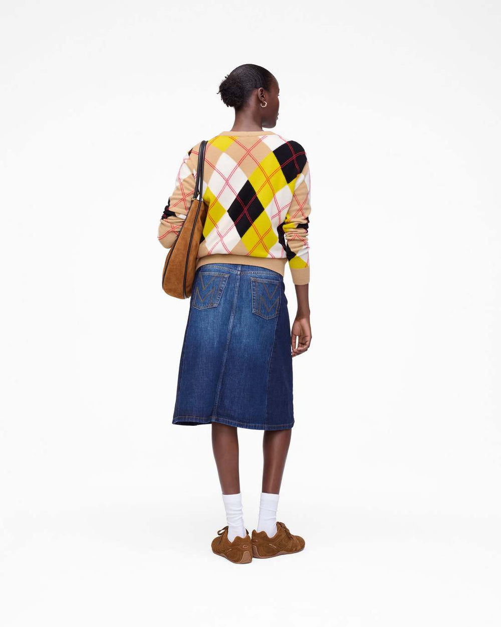 Marc Jacobs Two Tone Shadow Denim Skirt Dark Slub Indigo READY TO WEAR|NEW ARRIVALS