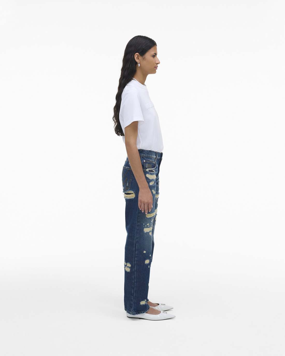 Marc Jacobs The Rip And Repair Straight Jean Punk Indigo READY TO WEAR