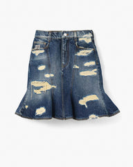 Marc Jacobs The Rip And Repair Fluted Mini Skirt Punk Indigo READY TO WEAR