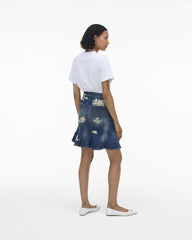 Marc Jacobs The Rip And Repair Fluted Mini Skirt Punk Indigo READY TO WEAR
