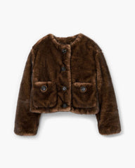 Marc Jacobs Teddy Cropped Jacket Ebony READY TO WEAR|NEW ARRIVALS