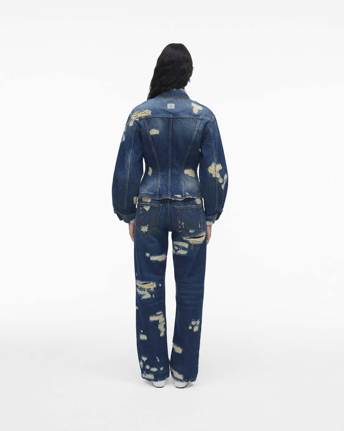 Marc Jacobs The Rip And Repair Fluted Denim Jacket Punk Indigo READY TO WEAR