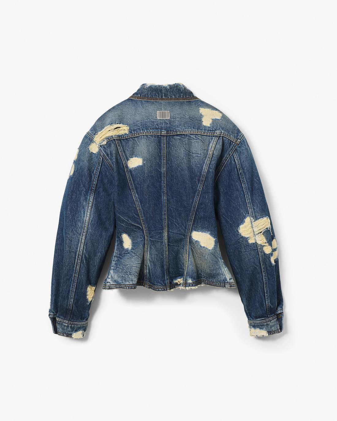 Marc Jacobs The Rip And Repair Fluted Denim Jacket Punk Indigo READY TO WEAR
