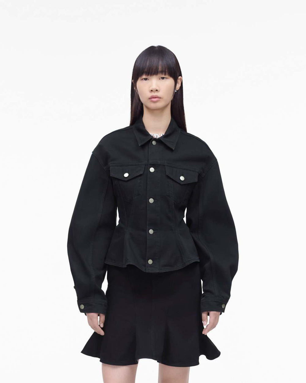 Marc Jacobs The Fluted Denim Jacket Black READY TO WEAR