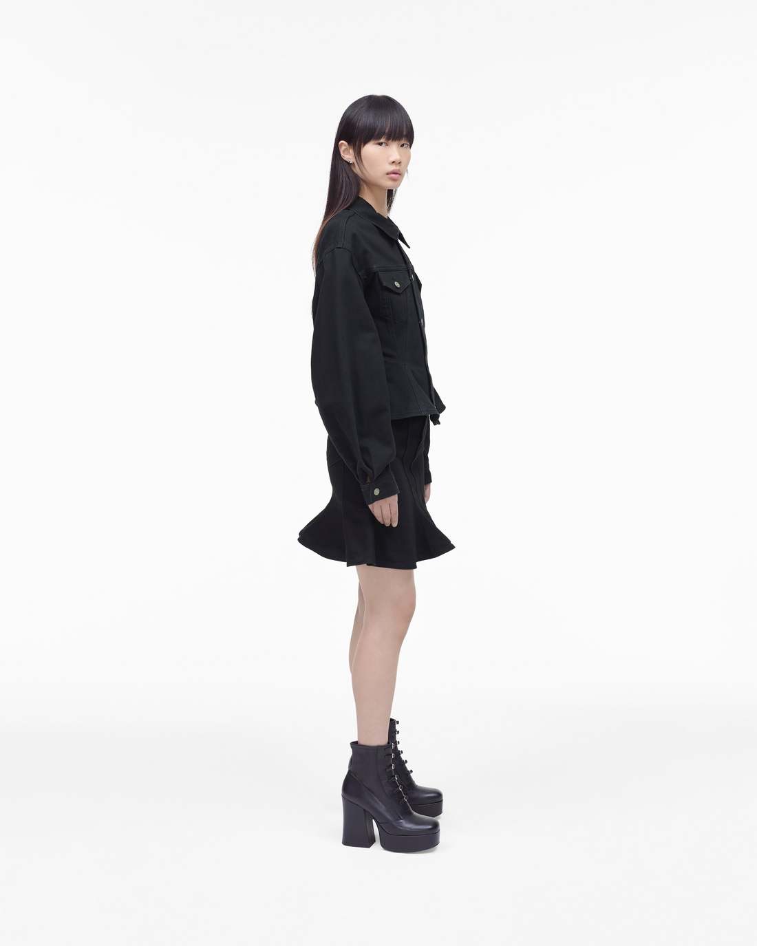 Marc Jacobs The Fluted Denim Jacket Black READY TO WEAR
