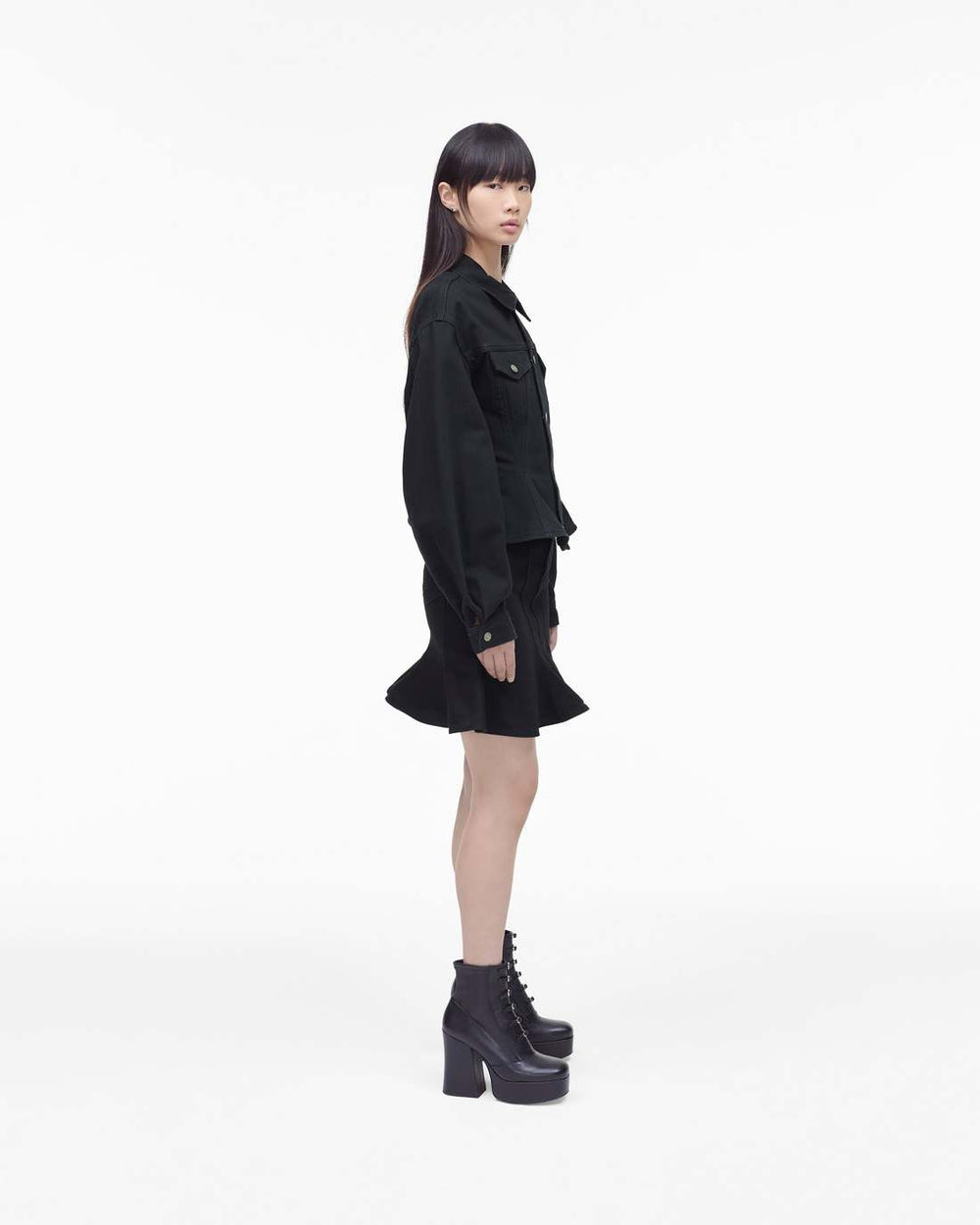 Marc Jacobs The Fluted Denim Jacket Black READY TO WEAR